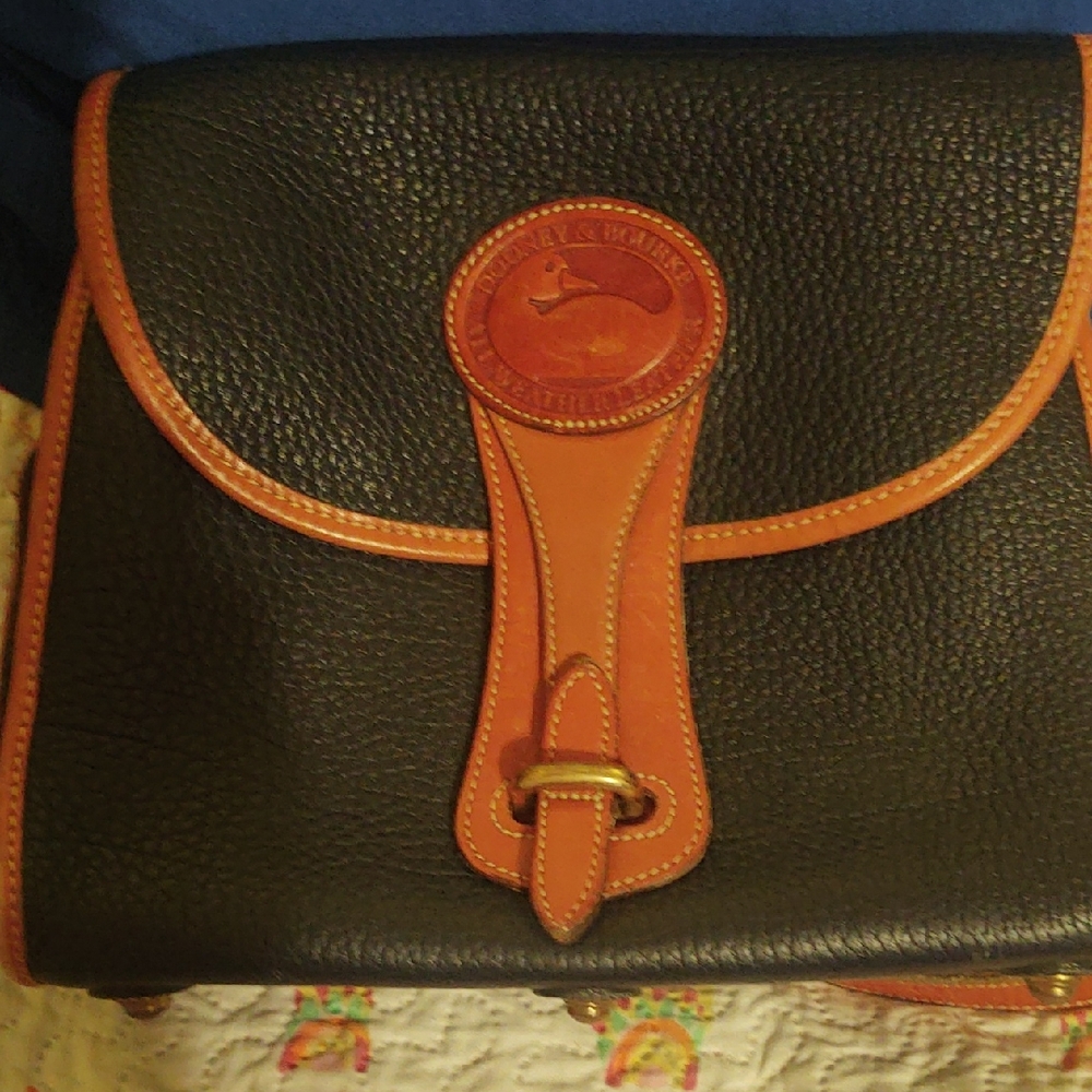 Dooney & Bourke Black and Brown Leather Messenger Bag